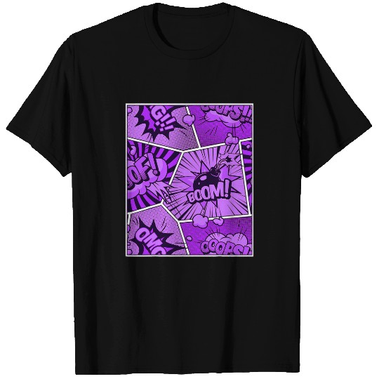 Book Fun Purple Comic Book Purple Color Graphic T-Shirts