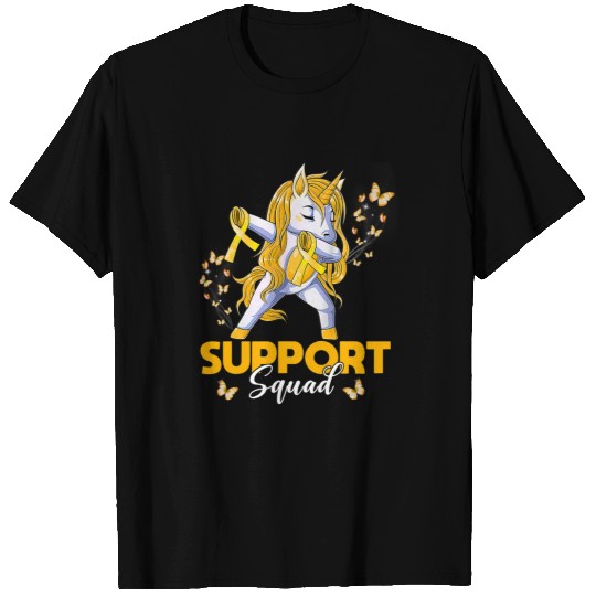 Unicorn Pet Support Squad Chilldhood Cacner Awareness Unicorn Ribbon T-Shirts