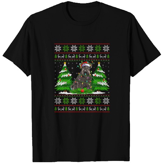 Schnauzer Pet Miniature Schnauzer Dog Lights xmass Ugly Sweater Christmas T-Shirts