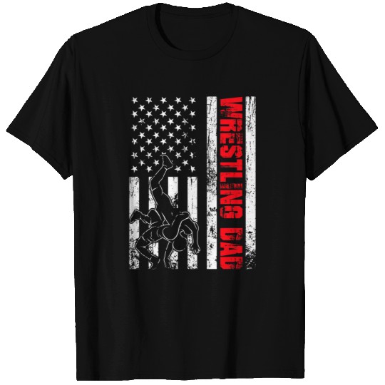 Sport Wrestling Patriotic Retro USA American Flag Wrestling Dad 4th of July T-Shirts