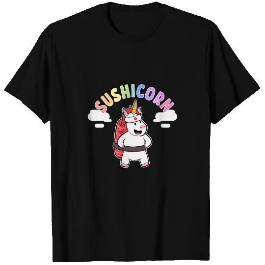 Unicorn Pet Sushicorn Rainbow Unicorn Sushi Anime Figure Seafood Manga T-Shirts
