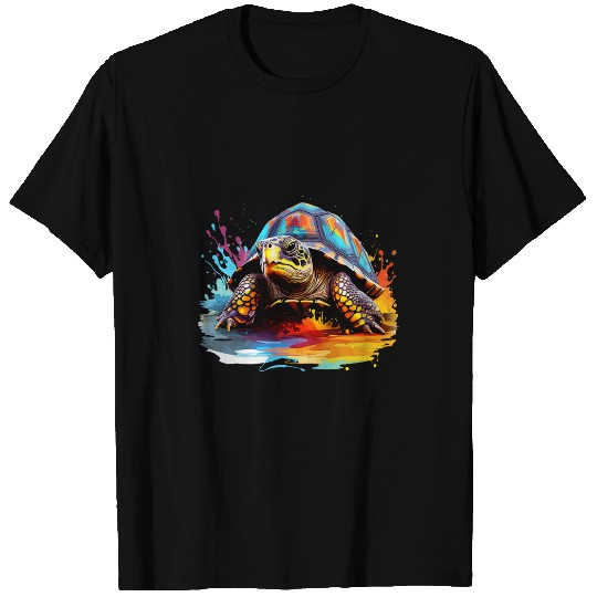 Turtle Pet Colorful Box Turtle Lover Splash Art T-Shirts