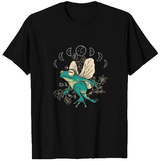 Frog Pet Cottagecore Aesthetic Frog Fairy Celestial Moon Phases Magic T-Shirts