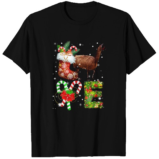 Llama Pet Love Llama Christmas Light Funny Animal Lover T-Shirts