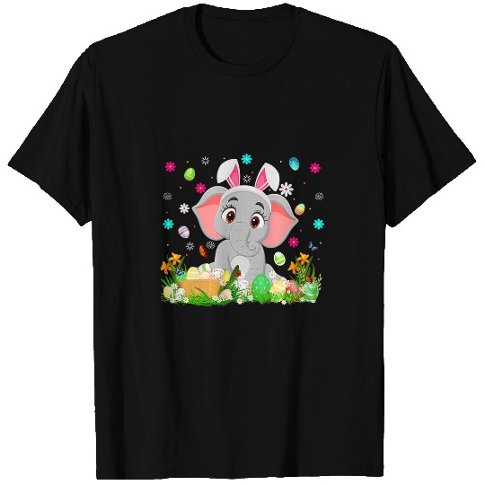Elephant Mammal Bunny Easter Egg Lover Funny Elephant Easter Sunday T-Shirts