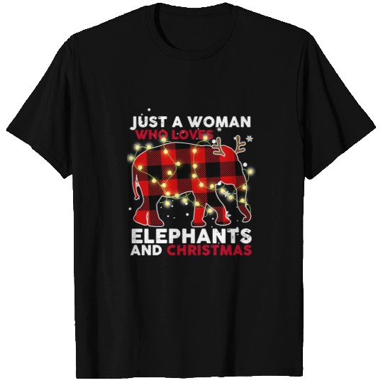 Elephant Mammal Christmas Just A Woman Who Loves Elephants And Christmas T-Shirts