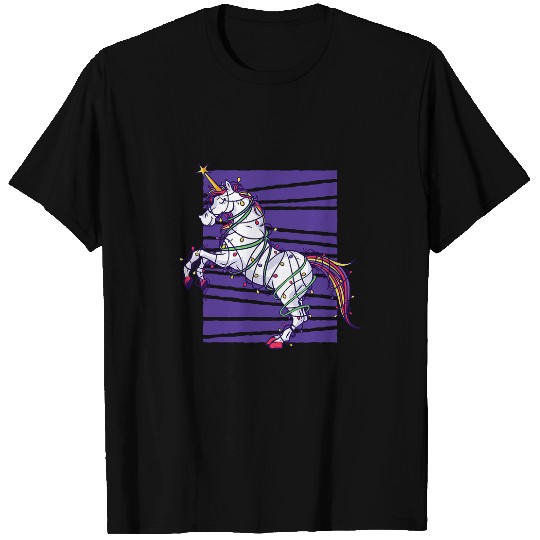Unicorn Pet Cute Christmas Unicorn With xmass Tree Lights Holiday 90 T-Shirts