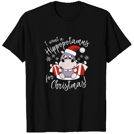 Hippo Pet I Want A Hippopotamus For Christmas Kawaii Hippo Christmas T-Shirts