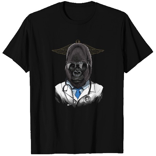 Gorilla Pet Doctor Gorilla Surgeon Physician Dr MD Monkey Ape Animal 027 T-Shirts