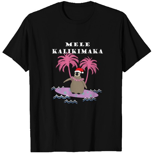 Penguin Pet Mele Kalikimaka Baby Penguin Surfer Hawaii T-Shirts