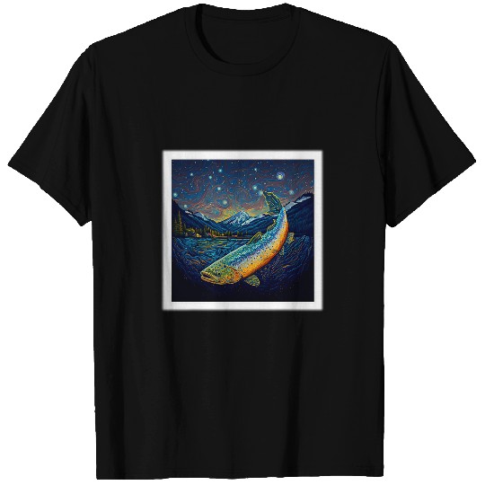 Fishing Fun Surrealism Starry Night Cutthroat Trout 1 T-Shirts