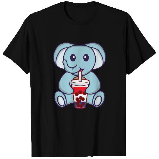 Elephant Mammal Bubble tea 4th of July USA America Patriotic T-Shirts