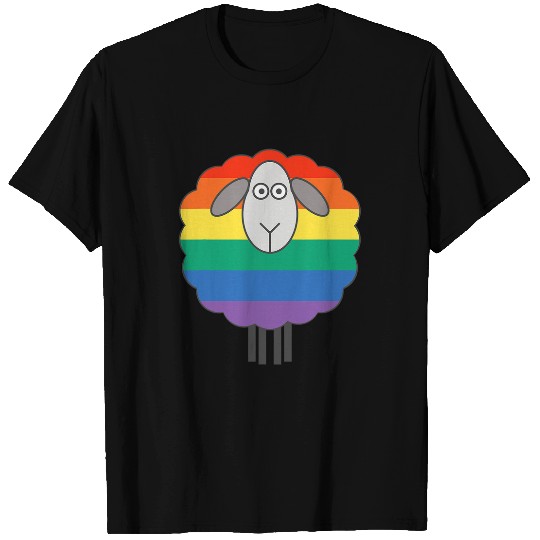 Sheep Pet Rainbow Pride Flag Patterned T-Shirts
