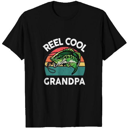 Fishing Fun Bass Fish Reel Cool Grandpa Fathers Day Gift Pop Dad Fishing T-Shirts