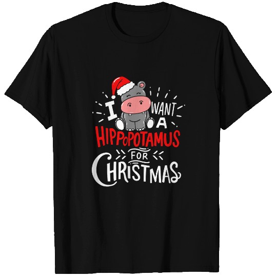 Hippo Pet I Want A Hippopotamus For Christmas Hippo Pine tree T-Shirts