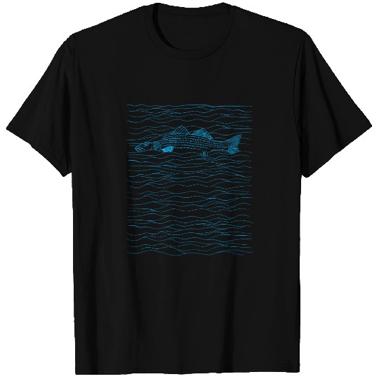 Fishing Fun Striped Bass Fishing Striper Fish Line Art T-Shirts