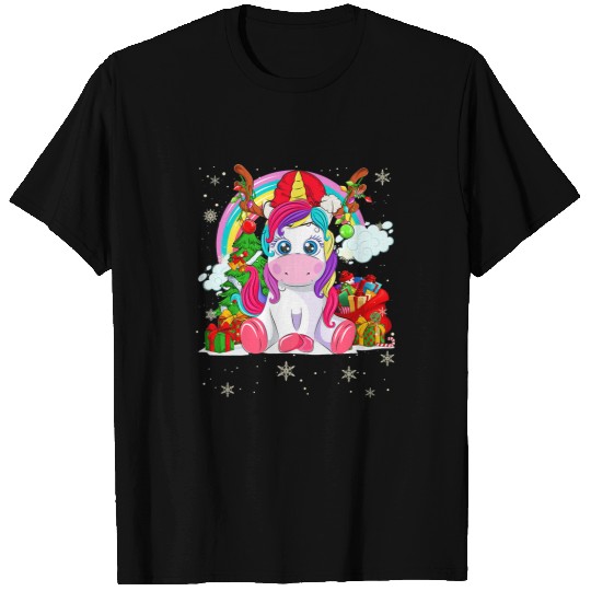 Unicorn Pet Cute Christmas Unicorn Reindeer Funny xmass Santa Hat Costume T-Shirts