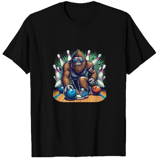 Sport Bowling Cryptid Bigfoot Bowling Cool Sasquatch T-Shirts