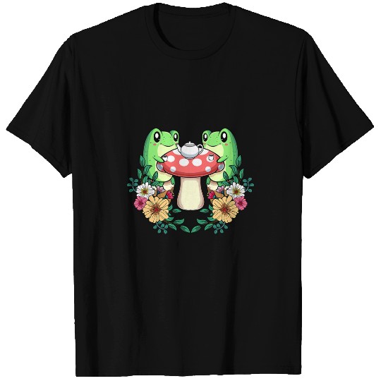 Frog Pet Cottagecore Aesthetic Frogs vintages Fan Tea Drinkers Lover T-Shirts