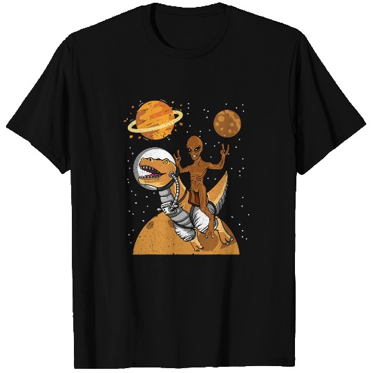 Dinosaur Pet Alien Riding Dinosaur Black History Month Funny BLM TRex T-Shirts