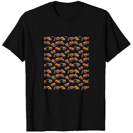 Excavator Fun Dump Truck Bulldozer Cement Grader Pattern T-Shirts