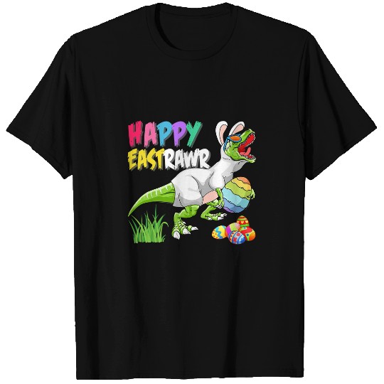 Dinosaur Pet Bunny TRex Dinosaur Happy Easter Funny Boy Girl Kid T-Shirts