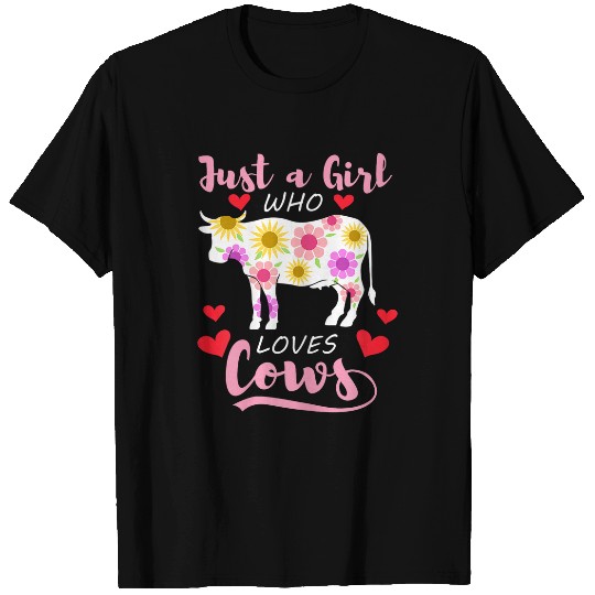 Cow Pet Girl Likes Cows Ironic Flower Farm Animal T-Shirts
