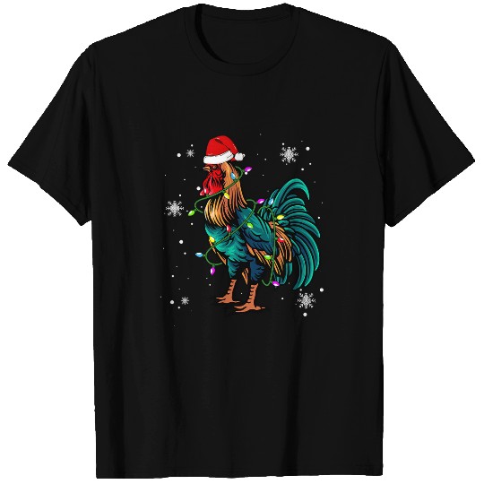 Chicken Pet christmas lights led santa hat christmas lover T-Shirts