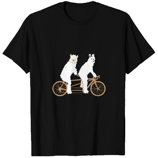 Llama Pet Alpaca On Tandem Bicycle Biking T-Shirts