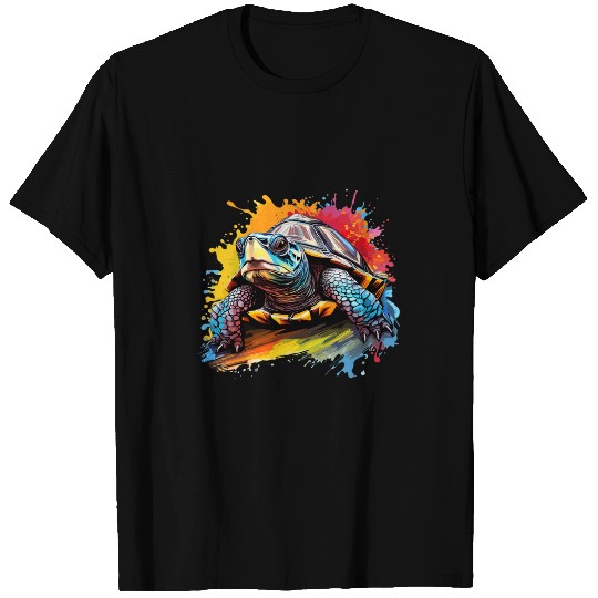 Turtle Pet Colorful Eastern Box Turtle Lover Splash Art T-Shirts