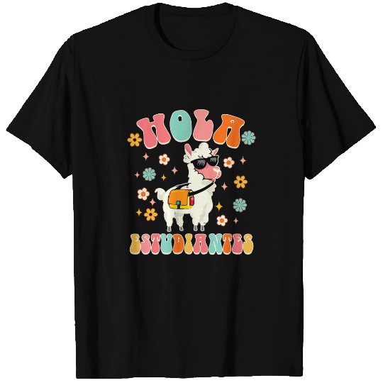 Llama Pet Hola Estudiantes Funny Spanish Teacher Llama Back To School T-Shirts