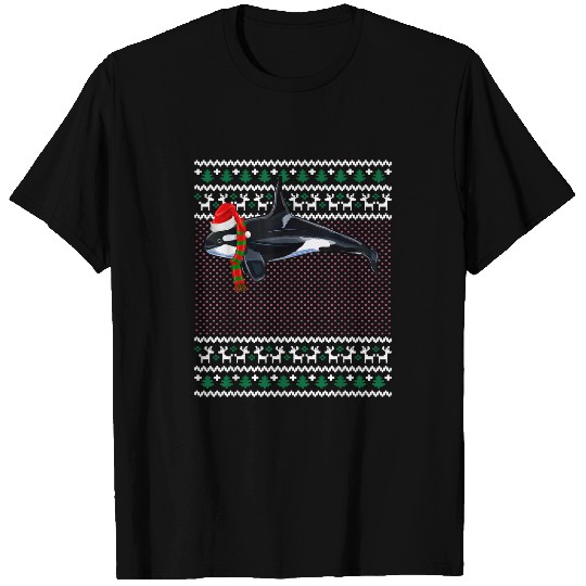 Whale Pet Funny Xmas Santa Hat Orca Killer Whale Ugly Christmas T-Shirts