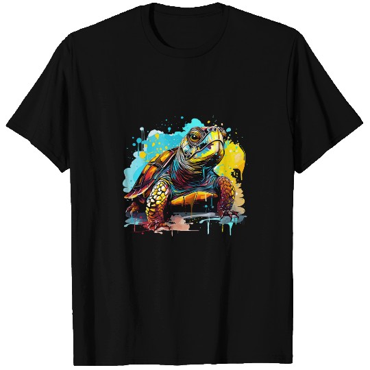 Turtle Pet Colorful Eastern Box Turtle Lover Splash Art 1 T-Shirts
