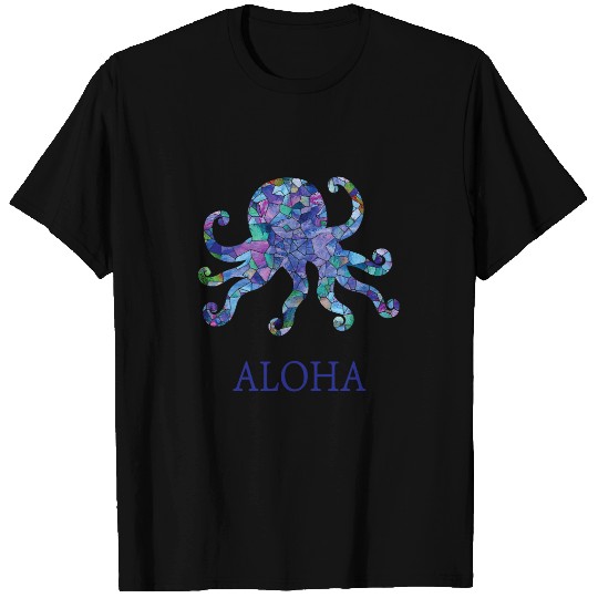 Octopus Pet Aloha Octopus Blue Geometric Ocean Aqua Sea Beach Nautical T-Shirts