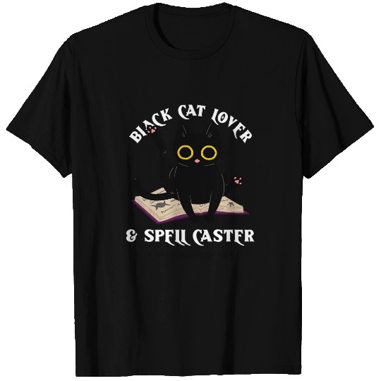 Book Fun Black Cat on Magic Spell Book Wiccan Pagan Reader T-Shirts
