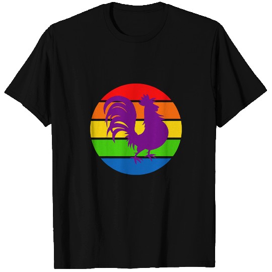 Chicken Pet Gay Pride Big Purple Cock Rooster Rainbow Flag T-Shirts