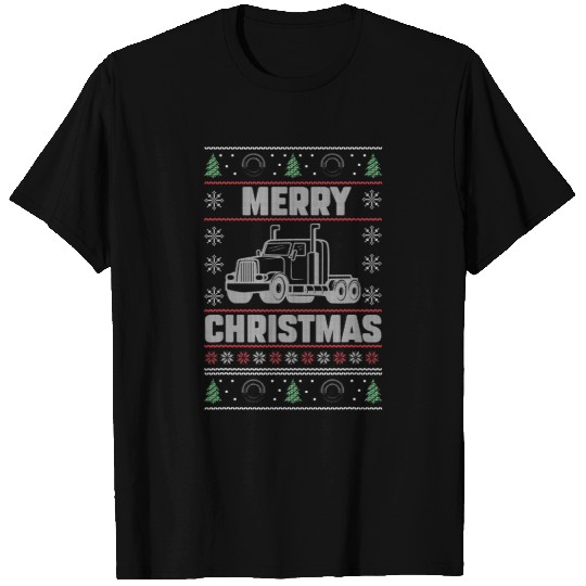 Truck Fun Merry Christmas Ugly xmass Trucker Funny Truck Driver Love T-Shirts