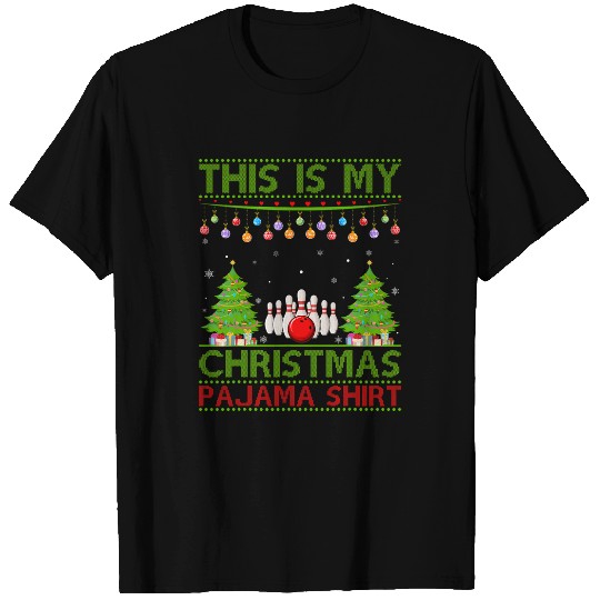 Sport Bowling xmass Ugly Sweater Style Funny Bowling Christmas Pajama T-Shirts