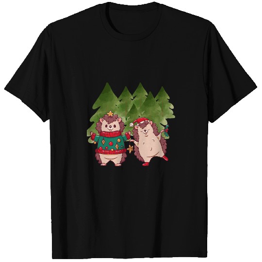 Hedgehog Pet Christmas Hedgehogs Fun Wood T-Shirts