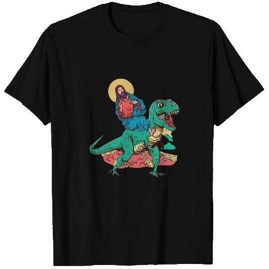 Dinosaur Pet Jesus Christ TRex Dinosaur Ride Christian Religious Faith T-Shirts