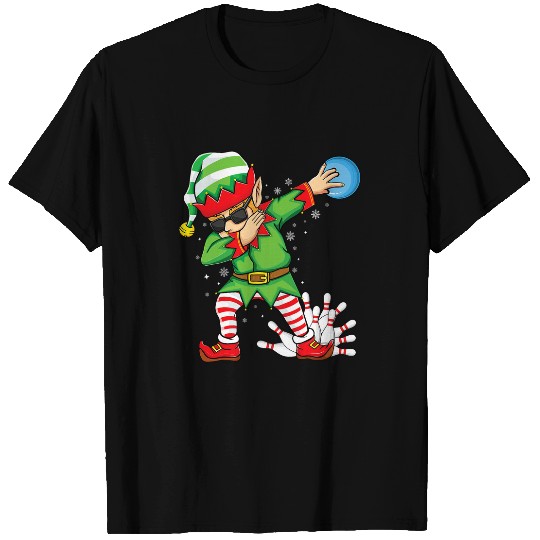 Sport Bowling xmass Dabbings Elf Bowling ball and pins Christmas bowling T-Shirts