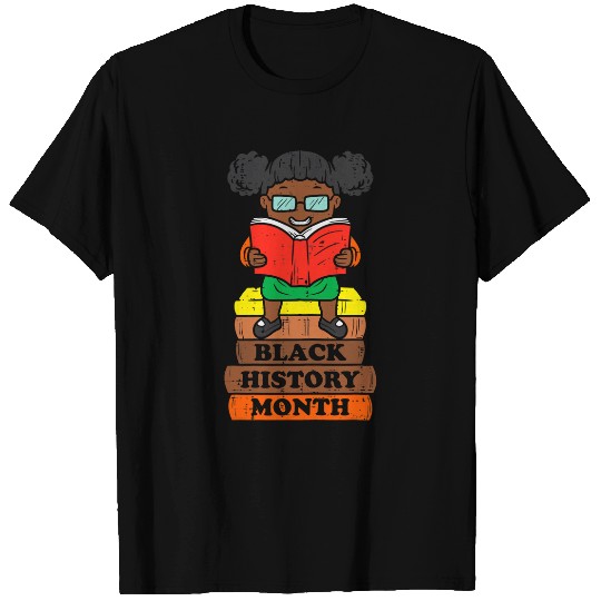 Book Fun Black History Month Girl Reading Book African Pride Melanin 2 T-Shirts