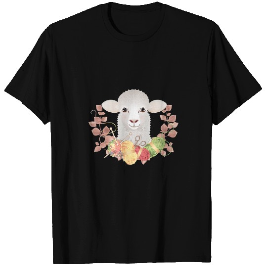 Sheep Pet A cute sheep with wool and knitting needles T-Shirts