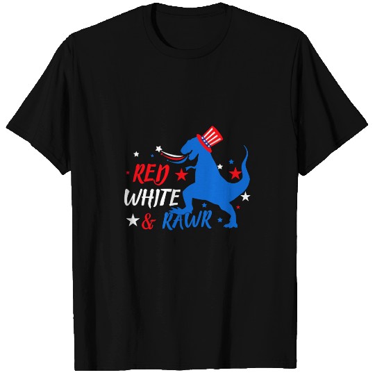 Dinosaur Pet Red White Rawr 4th Of July Dinosaur T rexs Patriotic Boys T-Shirts