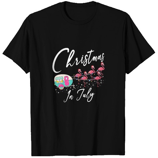 Flamingo Pet christmas in july flamingo pink camping camper trailer T-Shirts