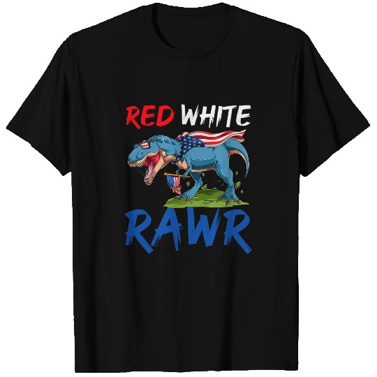 Dinosaur Pet Red White and Rawr USA Patriotic 4th Of July Dinosaur 8 T-Shirts