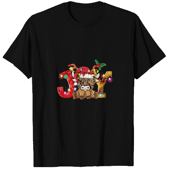 Cow Pet Joy Christmas Highland Cow Farming Farmer Santa Hat Cow T-Shirts