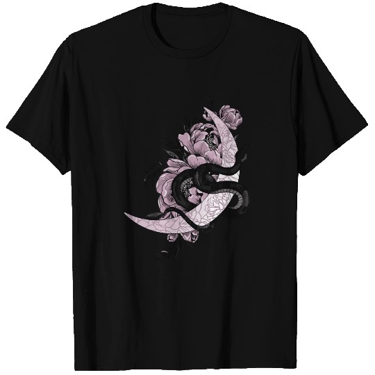 Snake Pet and Flowers Gothic Witchy Punk T-Shirts