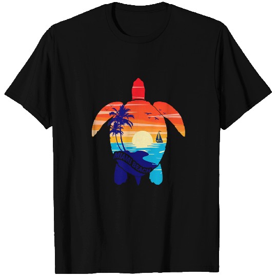 Turtle Pet Miami Beach Sunset Sea Turtle Matching Family Vacation T-Shirts