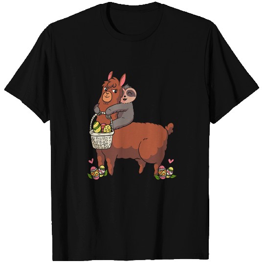 Sloth Pet Gift with llama easter eggs easter bunny T-Shirts